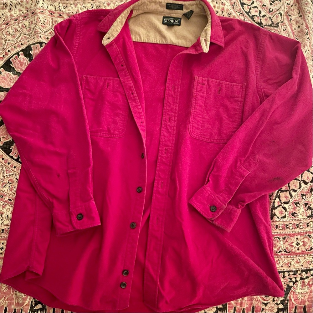 VTG Red Cozy Soft Shacket Single Needle Tailoring